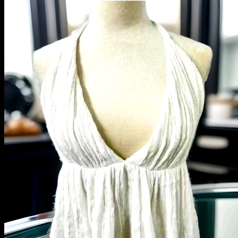 715h The PQ Kristine White Gold Halter Midi Dress - Picture 4 of 4